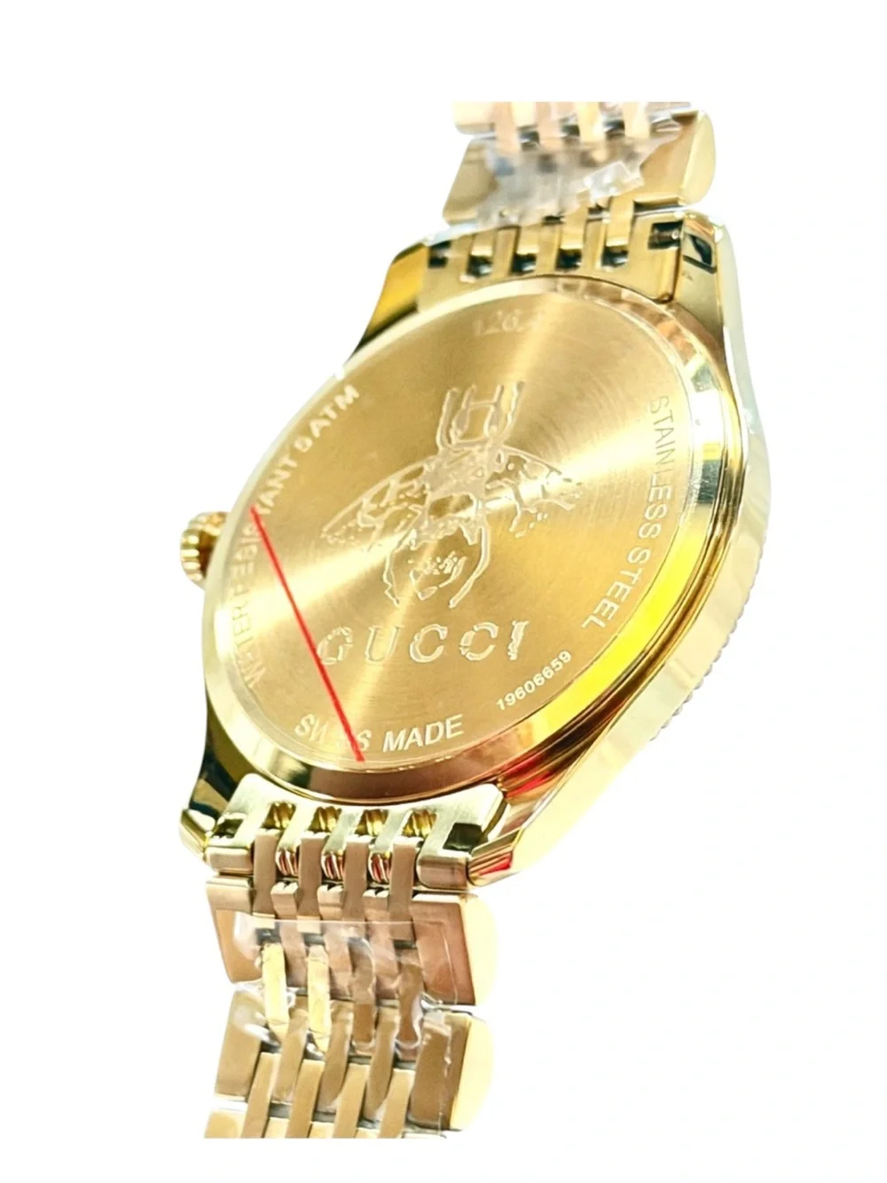 GUCCI G-Timeless Gold Steel Bee Star Dial Ladies Watch NWT YA1264155 Full Set